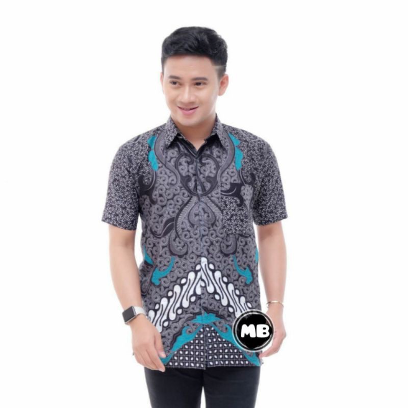 MURAH BATIK KEMEJA HEM PRIA MOTIF KEMBANG GEDE HITAM KEMEJA SERAGAM PEKALONGAN ALKHALIS-6