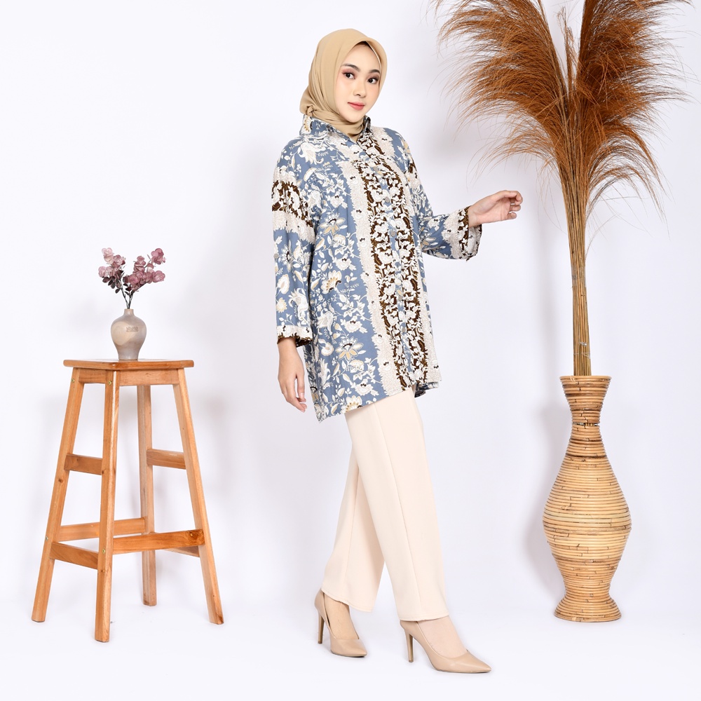 Kemeja Wanita Rayon Oversize, Kemeja Tangan Panjang Wanita Adem Orchid