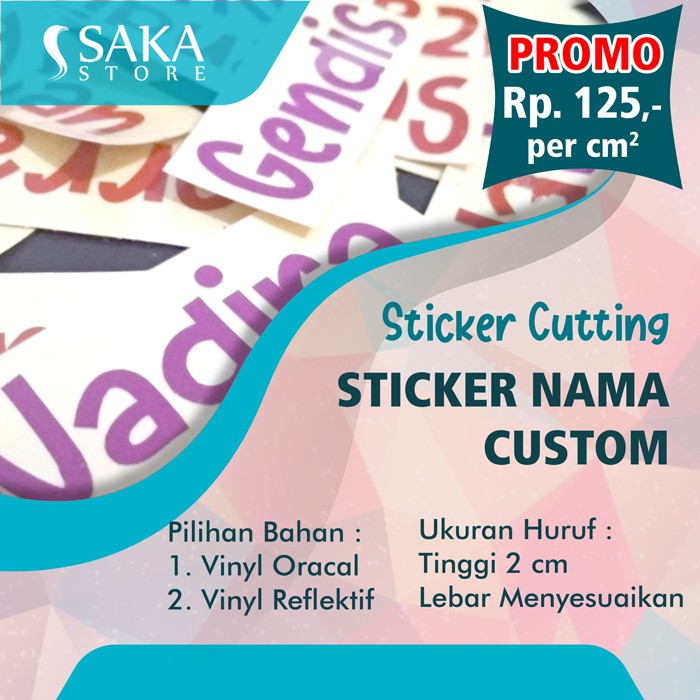 

Sticker Nama Custom / Sticker Cutting Tinggi 2 cm - 10 cm