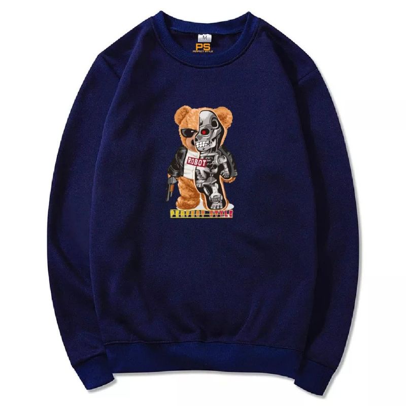 New sweater crewneck motif BEAR ROBOT terlaris APPAREL PRIA