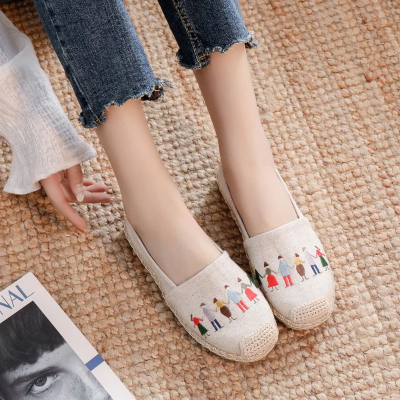 sepatu wanita korea espadrilles import slip on flat kanvas