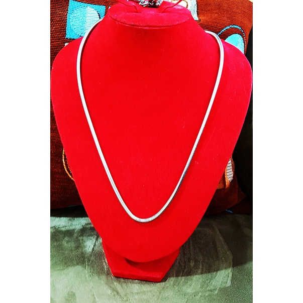 Kalung Belut Gepeng ukuran 4,2ml, Besi Putih Asli Ambon