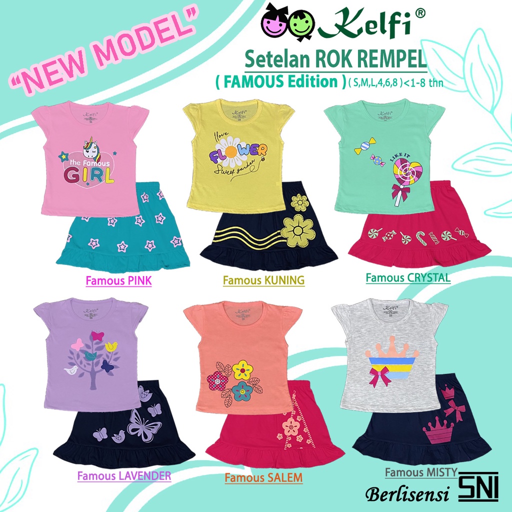 PROMO 10.10 KELFI SETELAN ROK REMPEL / SET ANAK CEWEK &quot;FAMOUS EDITION&quot;