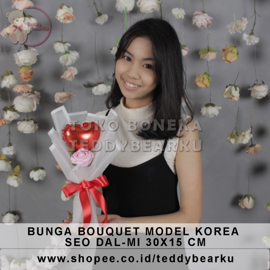 TERLARIS! BOUQUET BUKET BUNGA LOVE MODEL KOREA SEO DAL-MI KADO VALENTINE / ULTAH / WISUDA / PACAR