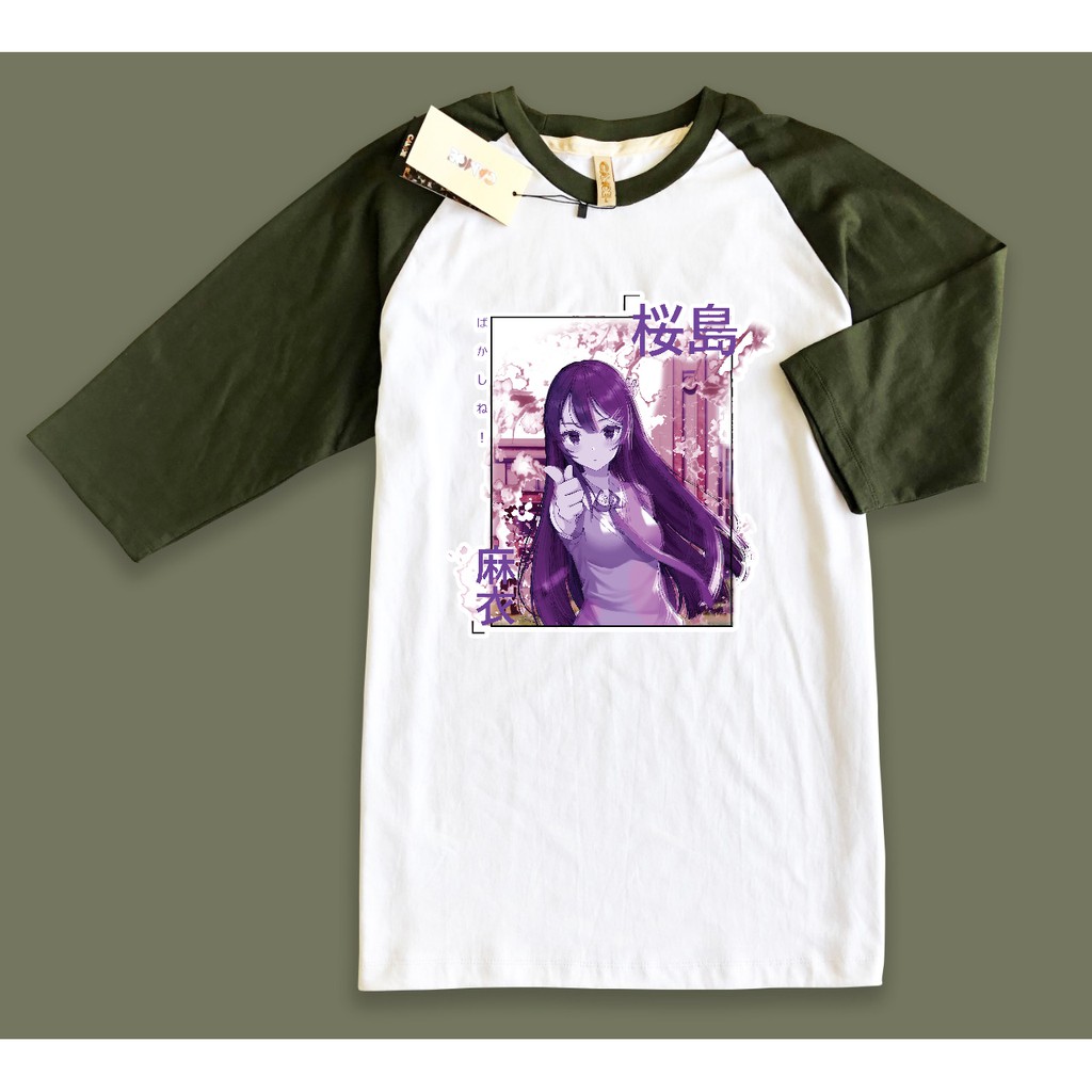 Kaos Raglan Anime Mai Sakurajima Bunny Girl Senpai