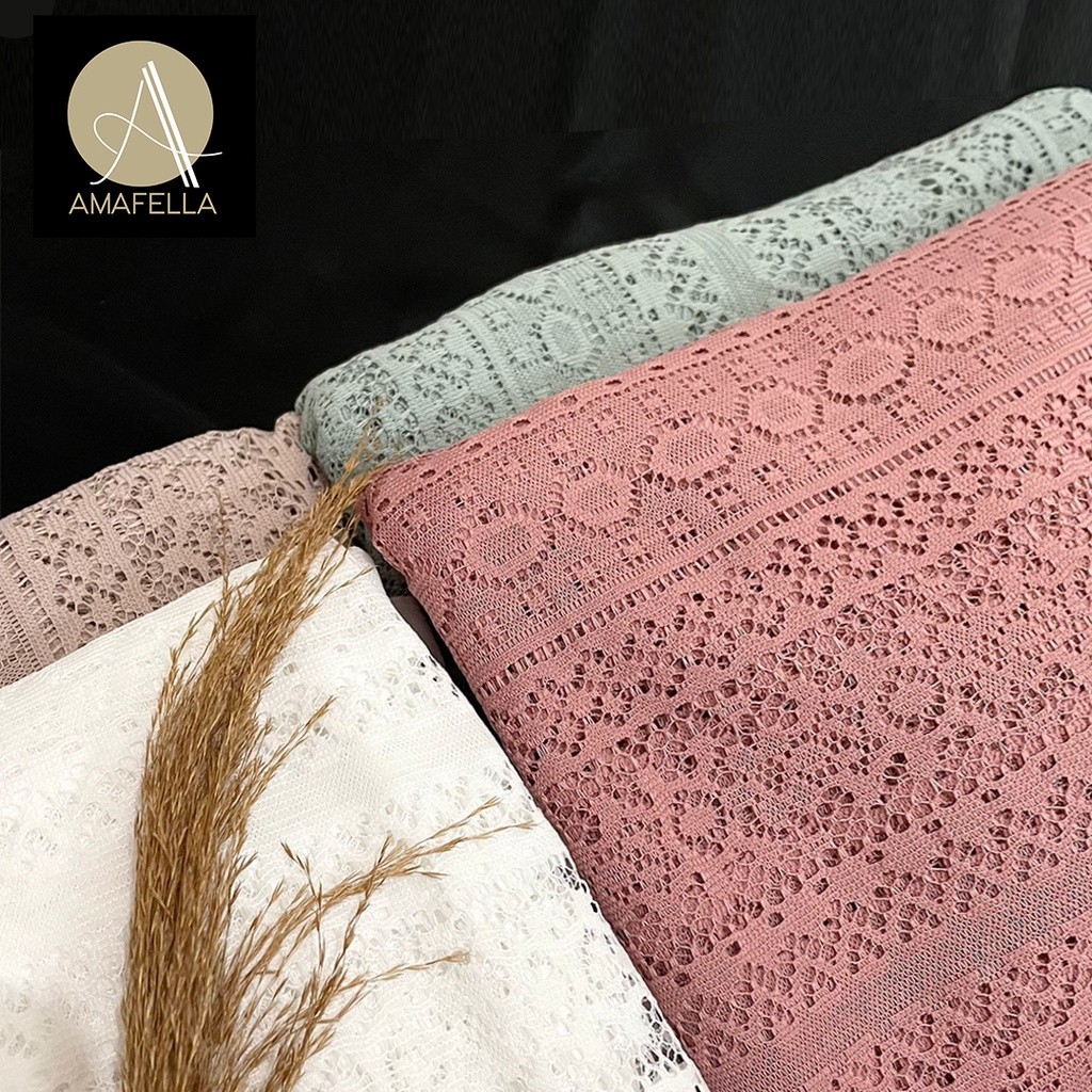 1/2 meter Kain Brokat Katun Bahan Kebaya Motif Rambat Seragaman Keluarga Bridesmaid