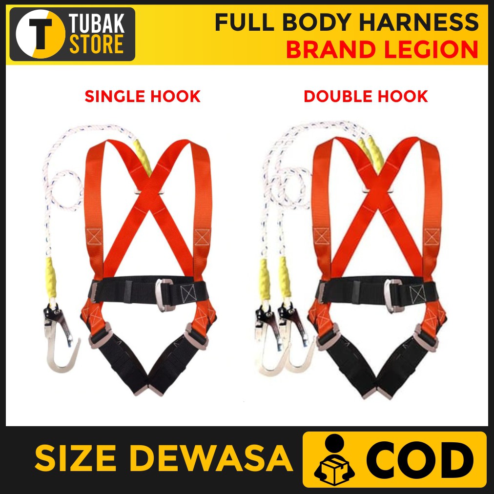 Sabuk Pengaman Panjat Tebing TOWER / Body Harness / Belt Safety Legion Single HOOK dan Double HOOK
