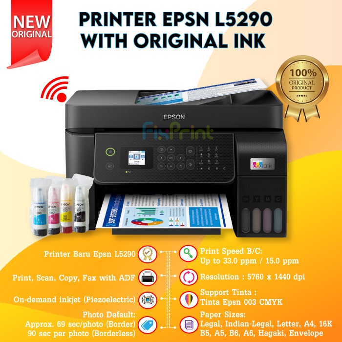 Epson L5290 L5296 All In One WIFI ADF (Automatic Scan Copy File) FAX Pengganti Seri L5190