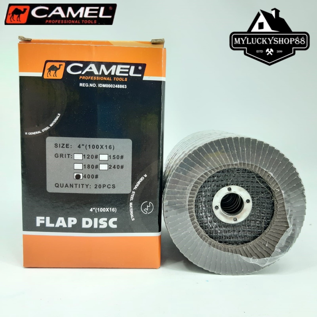 Flap Disc Sand Grit 4&quot; Inch 100 mm A400 Amplas Gerinda Susun Camel 400