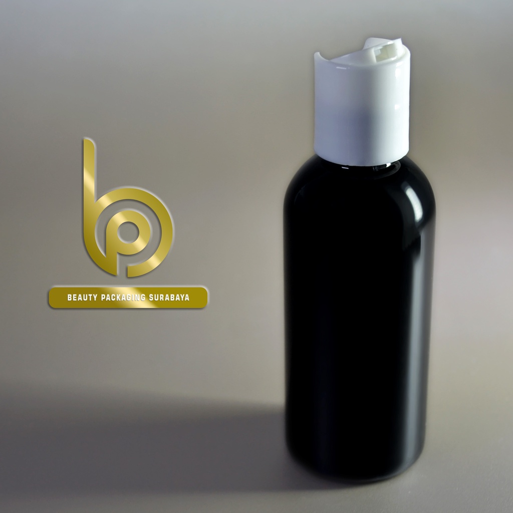 Botol Plastik PET 60ml BR Hitam Tutup Presstop