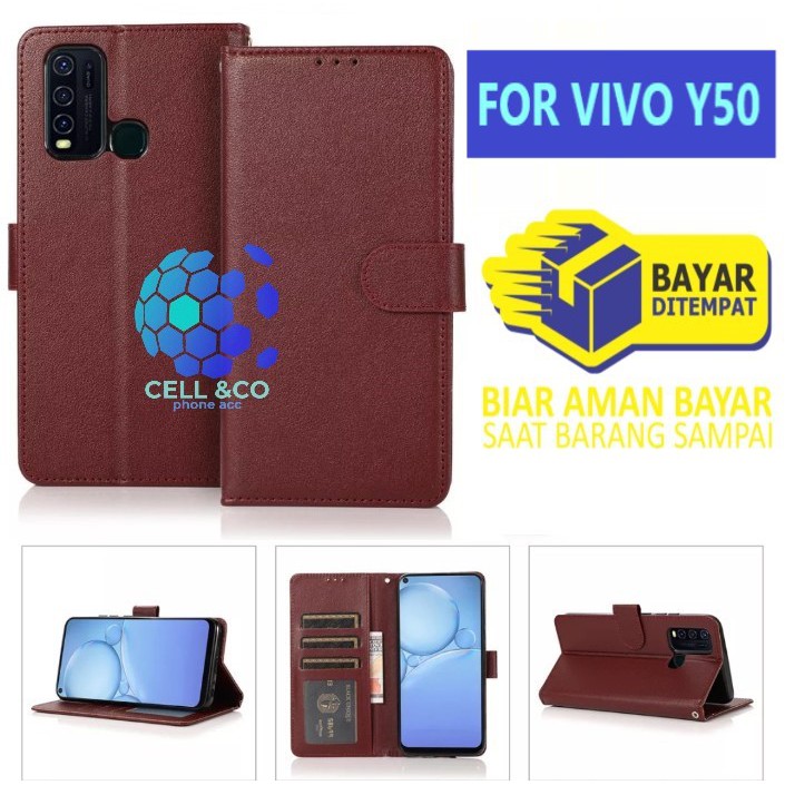 Flip cover VIVO Y50 Flip case buka tutup kesing hp casing flip case leather wallet