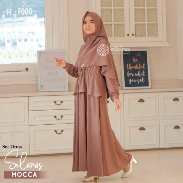 SET SELARAS DRESS Mocca size M By ELBINA HIJAB