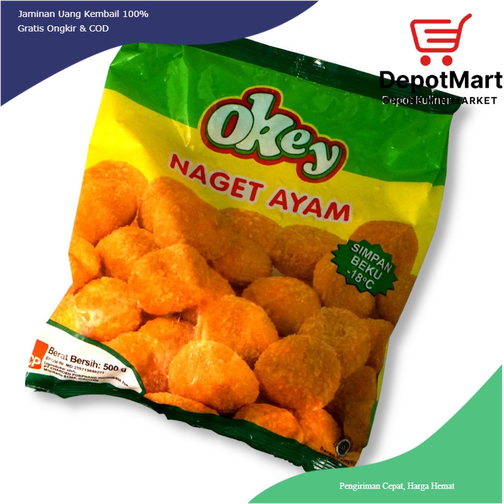 

Depot Kuliner Nugget Ayam / Nuget Ayam Bulat / Chicken Naget Coin isi 500 Gram Merk Okey - DepotMart