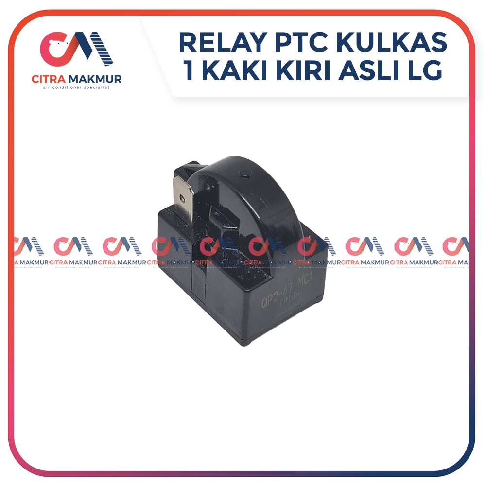 Relay PTC 1 kaki kiri LG ASli atas Kulkas kotak hitam refrigerator kompresor satu pin terminal