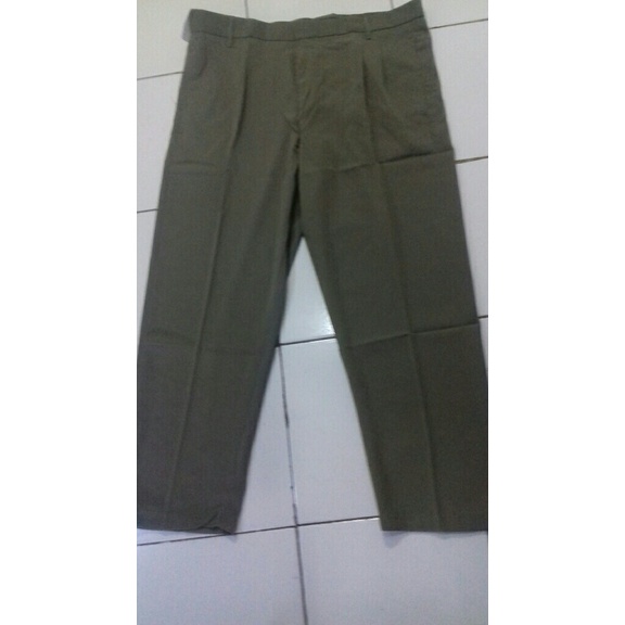 Lesta Langgeng Celana Formal Pria Kerja Dewasa Model Semi Beggy Bahan Kain Teflon Warna Hijau Panjang 27-40 JUMBO