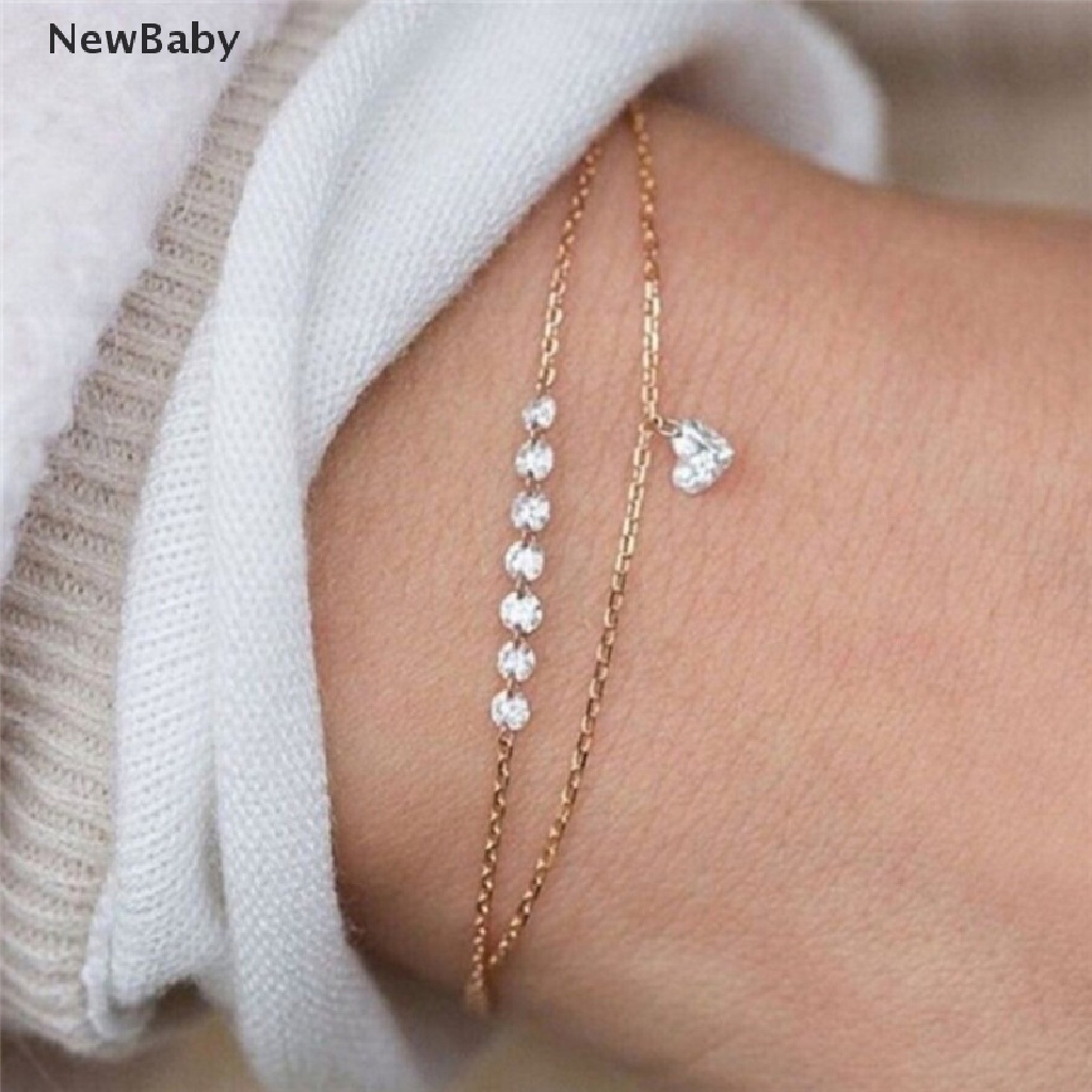 Newbaby Gelang Tangan Rantai Aksen Infinityhatiberlian Imitasi Untuk Hadiah Perhiasan Wanita