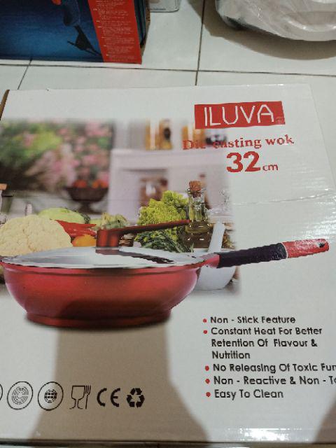 Iluva - 32cm Die Casting Wok Pan Diamond Pan Teflon Ceramic Marble