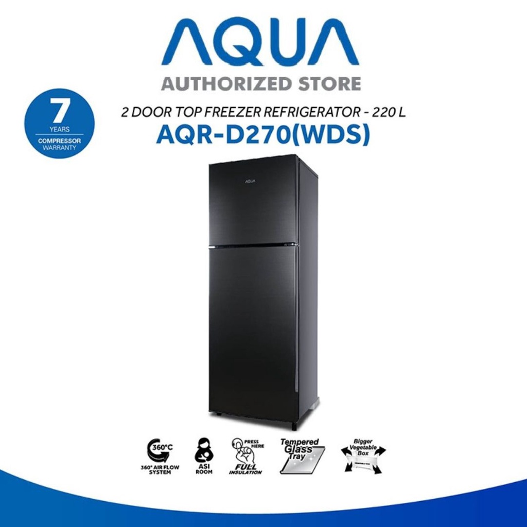 AQUA JAPAN AQR-D270(WDS) Kulkas 2 Pintu 220 Liter