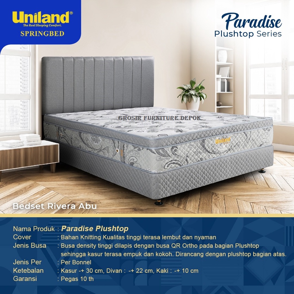 Springbed Set Uniland Paradise Plushtop Rivera 160x200 Free Bantal & Guling