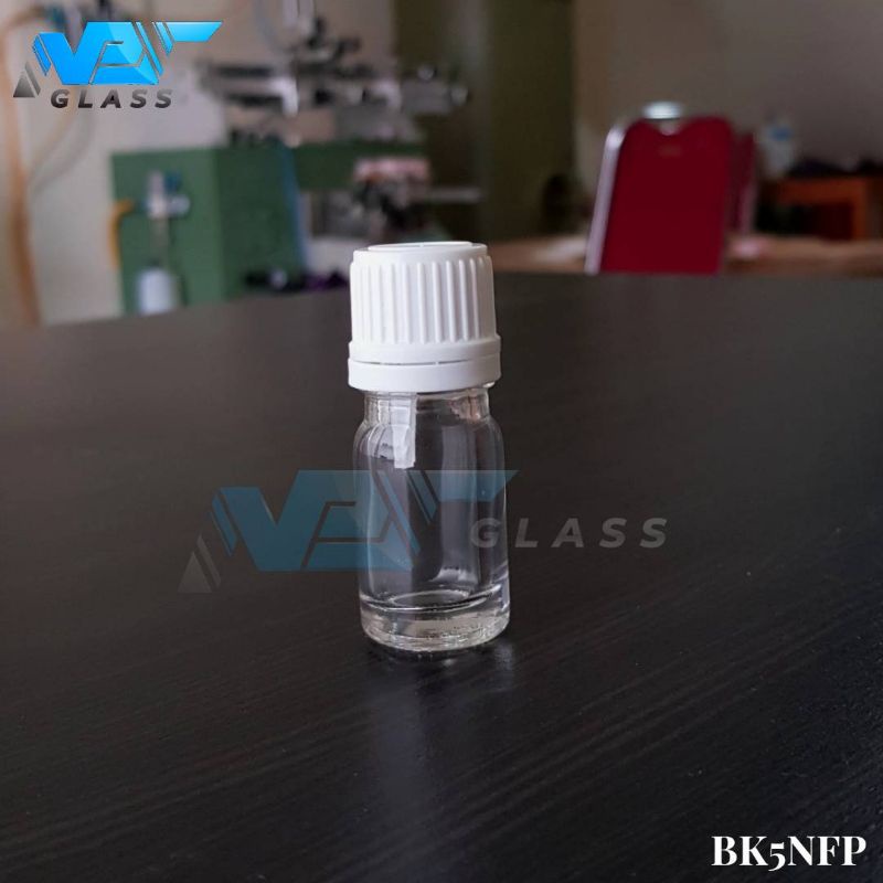 botol kaca 5ml bening tebal tutup filler putih