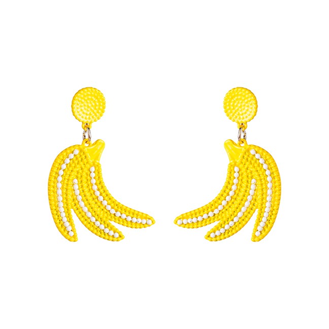 LRC Anting Tusuk Fashion Yellow Alloy Spray Paint S925 Silver Needle Banana Earrings F63364