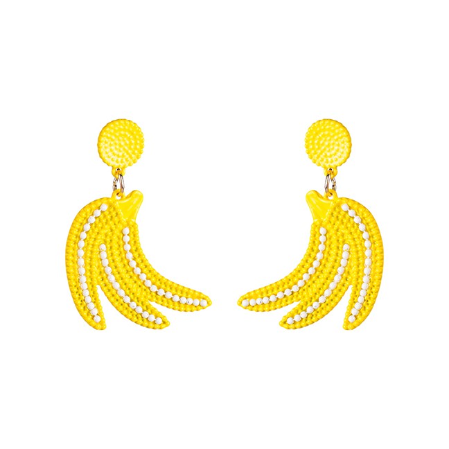 LRC Anting Tusuk Fashion Yellow Alloy Spray Paint S925 Silver Needle Banana Earrings F63364