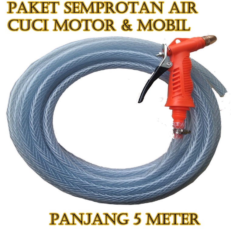 SELANG AIR BENANG BENING 1/2 + SEMPROTAN AIR HOSE NOZZLE 5 M