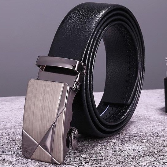 Ikat pinggang kulit pria model rel otomatis buckle men belt men sabuk pria gesper pria Import murah