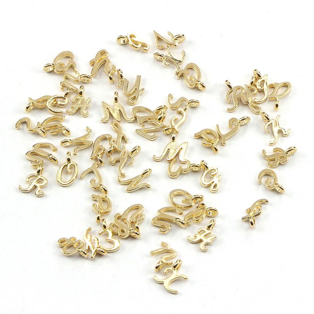 Lily 26/52 /156pcs Campuran Acak Alat Membuat Perhiasan Kalung DIY Alfabet Emas