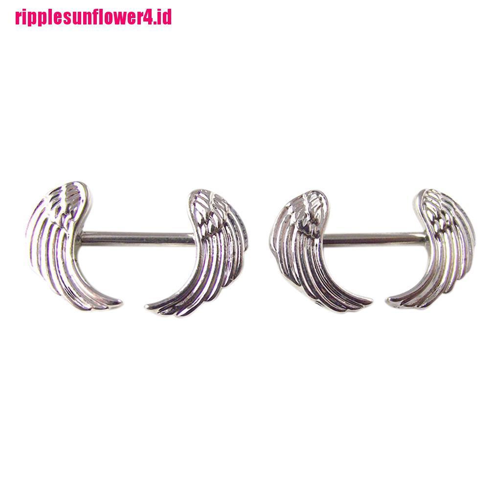 1 / 2pcs Anting Tindik Puting Bentuk Sayap