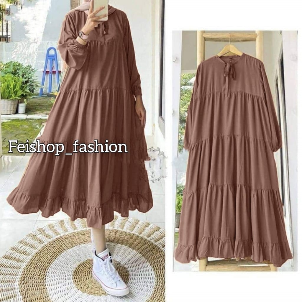 Rachel Midi Dress / Dress Wanita Terbaru Bahan Katun Rayon