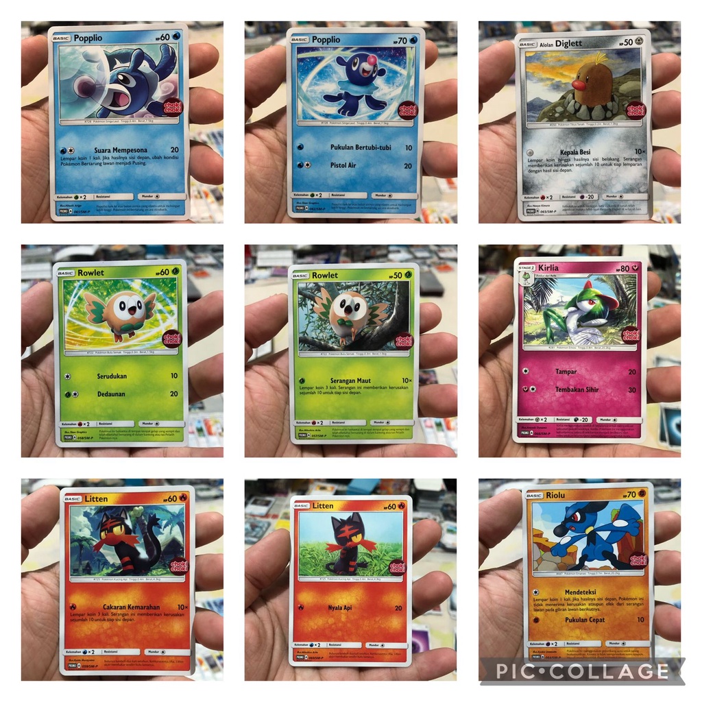 Kartu Pokemon TCG Promo Card Choki Choki Pokemon Rowlet Litten Popplio Diglett Kirlia Riolu Original