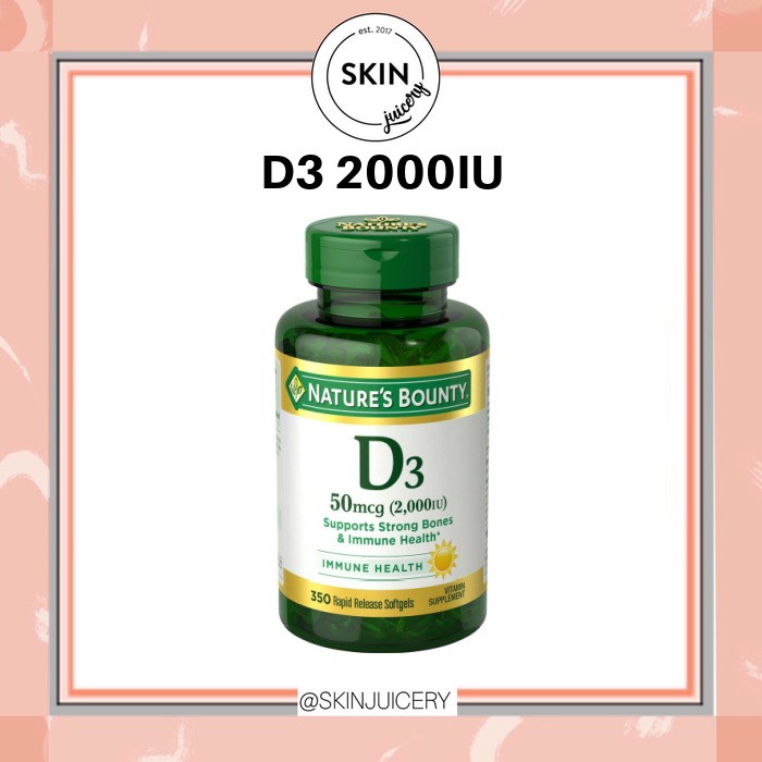Nature's Bounty Vitamin D3 2000 IU 50 mcg | 2000IU 350 Softgels | Nature NatureBounty