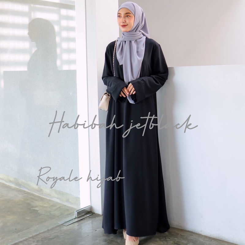 Habibah jetblack abaya gamis polos