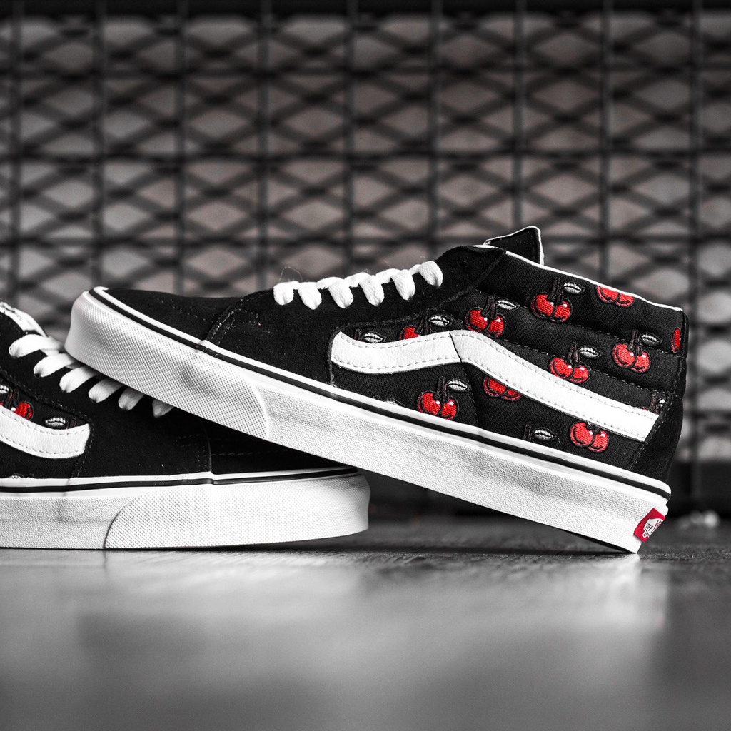 VANS SK8-MID CHERRIES BLACK/WHITE ORIGINAL 100%