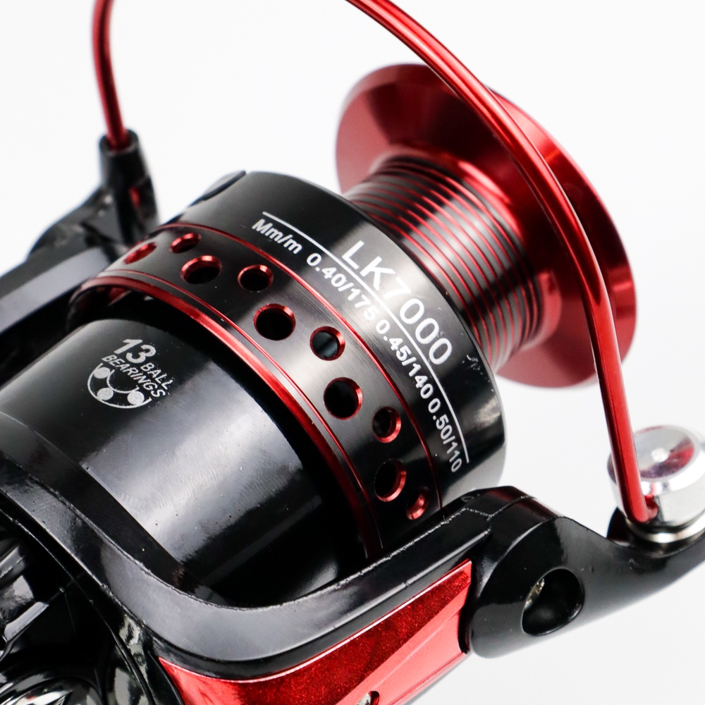 Gold Sharking LK7000 Reel Pancing Spinning Fishing 4.7:1 Ball Bearing 13 - Black/Red