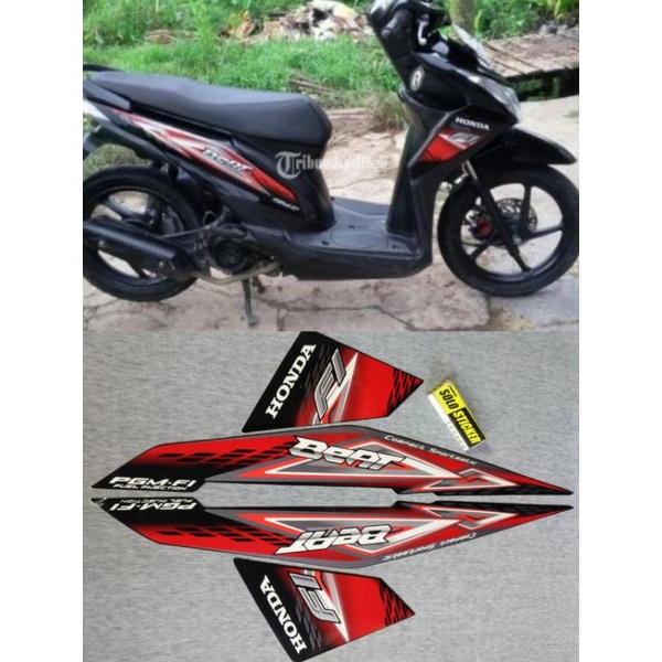 STIKER STRIPING BEAT 2014 MERAH HITAM