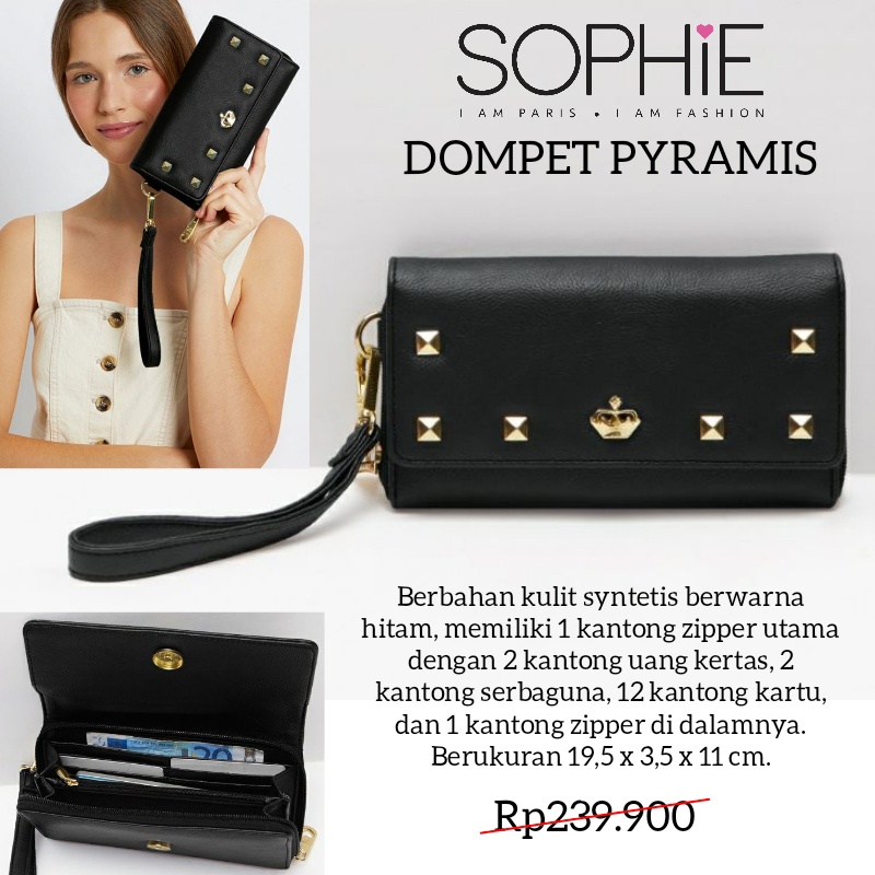 DOMPET PYRAMIS SOPHIE MARTIN PARIS PROMO DOMPET WANITA WALLET HITAM