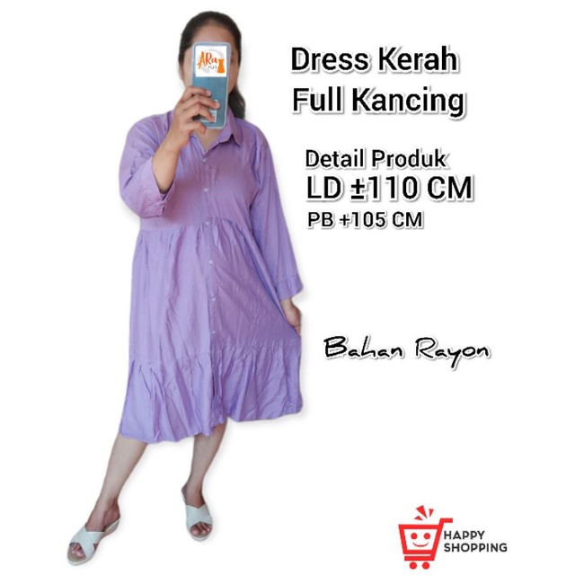 DRESS KERAH FULL KANCING/DRESS KANCING BALI/DASTER BALI