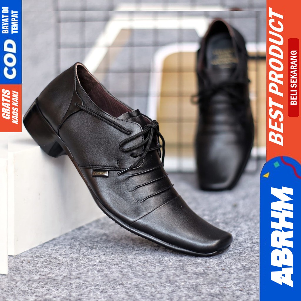 ABRHM x RAMPLE Sepatu Pantofel Kulit Asli Formal Kerja Kantor Pria Cowok