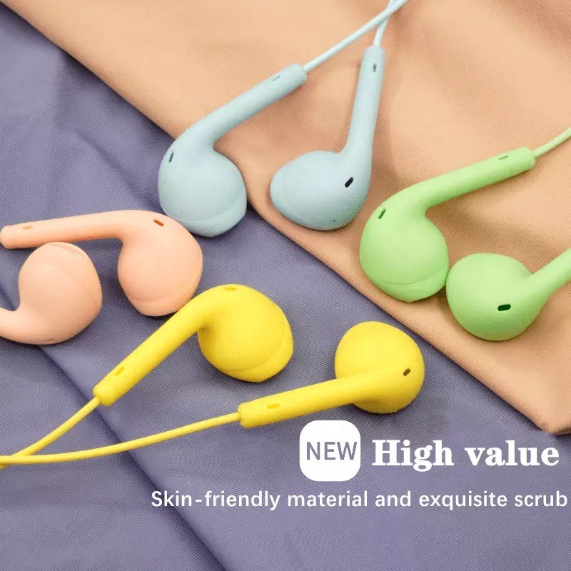 HANDSFREE EARPHONE H05 MACARON DOVE EXTRA BASS LIVE-UNIVERSAL MIC - NEW HEADSET U19 JACK AUDIO 3.5MM