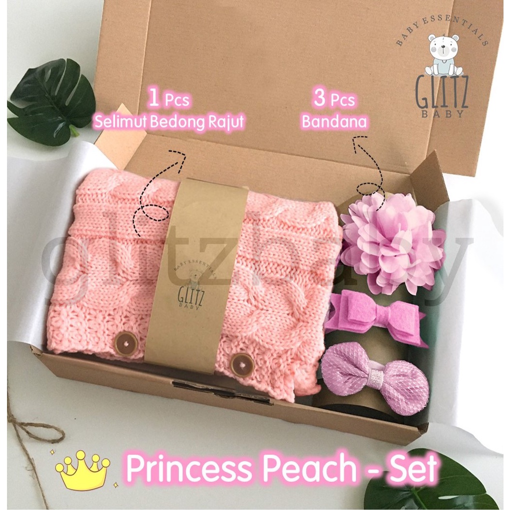 Gift Set Hampers Bayi Perempuan Kado Lahiran Newborn - Glitz Baby Glitzaksesoris-Princess Peach - C