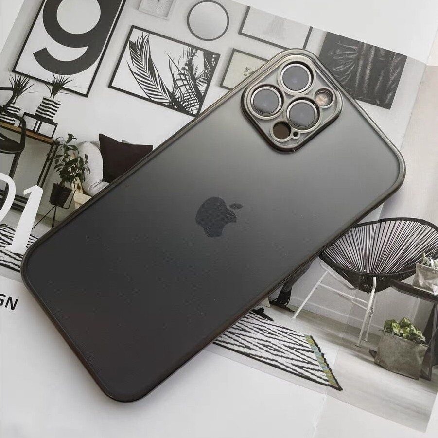 case iPhone square electroplating frosted transparan penutup pelindung silikon lembut, anti-sidik jari dan anti-drop ultra-tipis, cocok untuk iPhone 12 Pro Max 12 Mini 11 Pro Max X XR XS 6 7 8 Plus SE 2020 lensa semua termasuk penutup pelindung terbaru