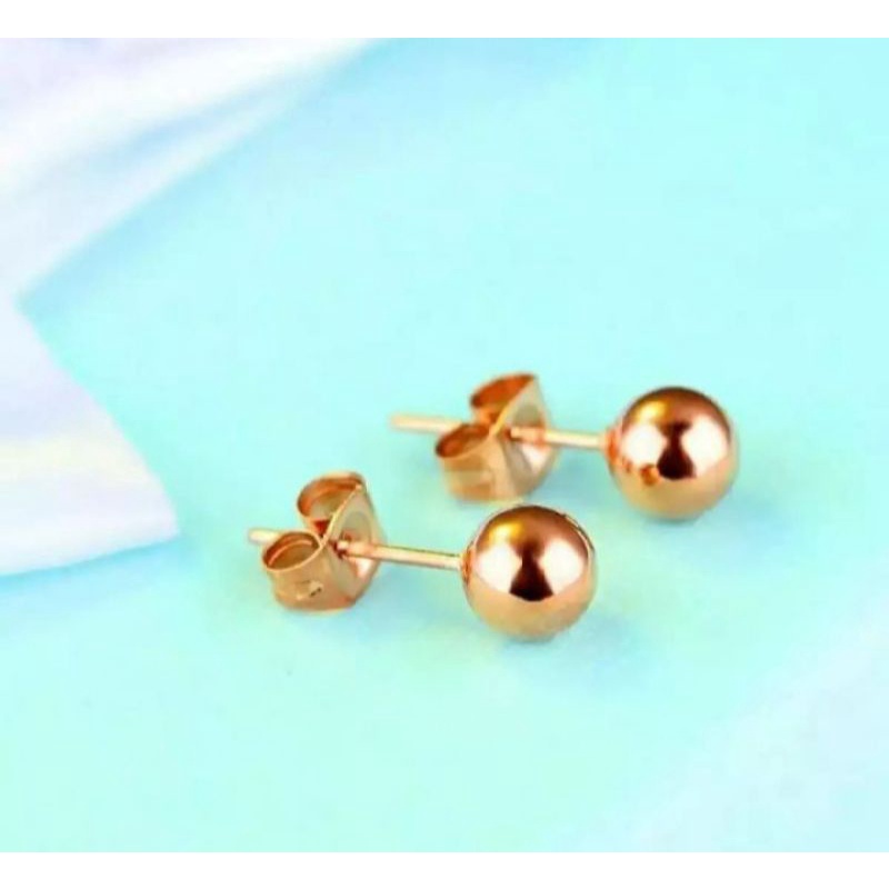 anting tusuk patam dilapisi kuning emas murni 24 titanium original anti luntur