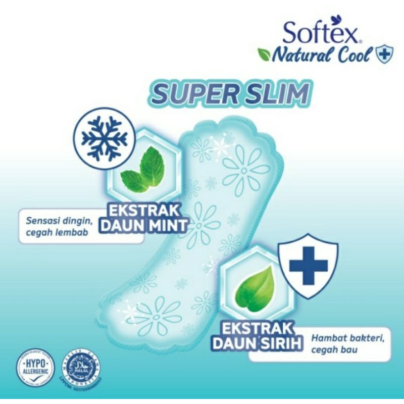 pantyliner Softex Natural Cool &amp; Super Slim 15cm isi 32pcs - non perfume / wing