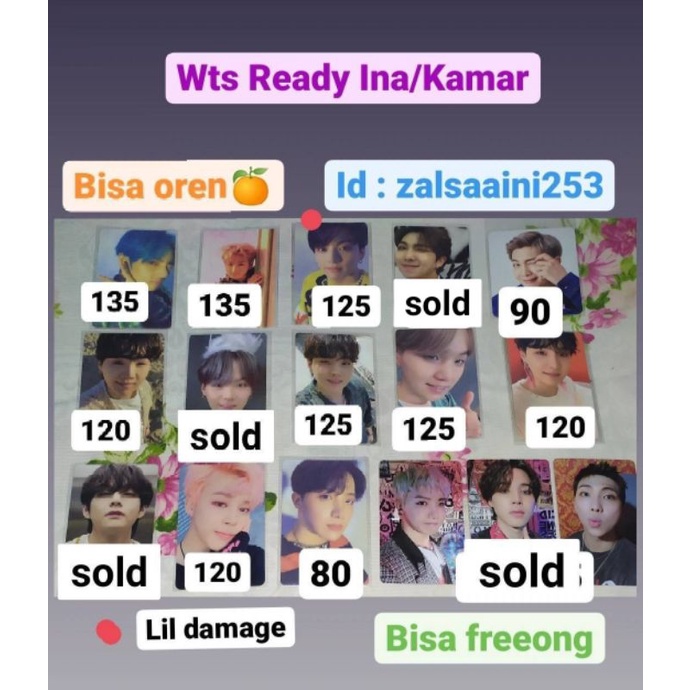 PHOTOCARD PC TAEHYUNG JUNGKOOK YNWA ANSWER E  PERSONA VER 4 & SAMSUNG