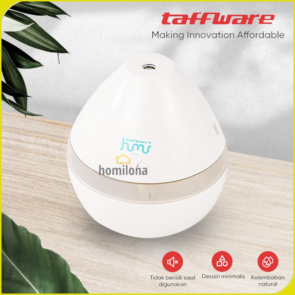 Air Humidifier Aromatherapy Oil Diffuser Night Light 300ml Taffware HUMI H296 White atau H218 Wood Design