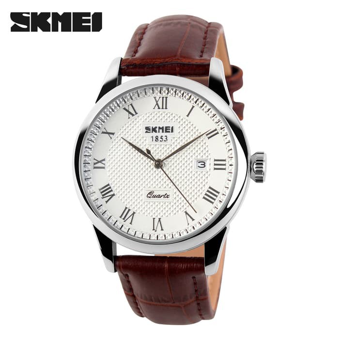 ORIGINAL Jam Tangan Pria Simple Clasic SKMEI 9058 Original Anti Air - Coklat - Cokelat