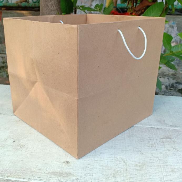 

✬ paperbag polos dus 20x20box nasi/besek (Lusin) ֍