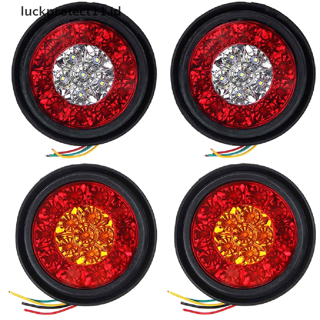 &lt; Luckprotect11.Id &gt; Rem Sein Truk Bulat 4 &quot;Merah/Amber 16leds